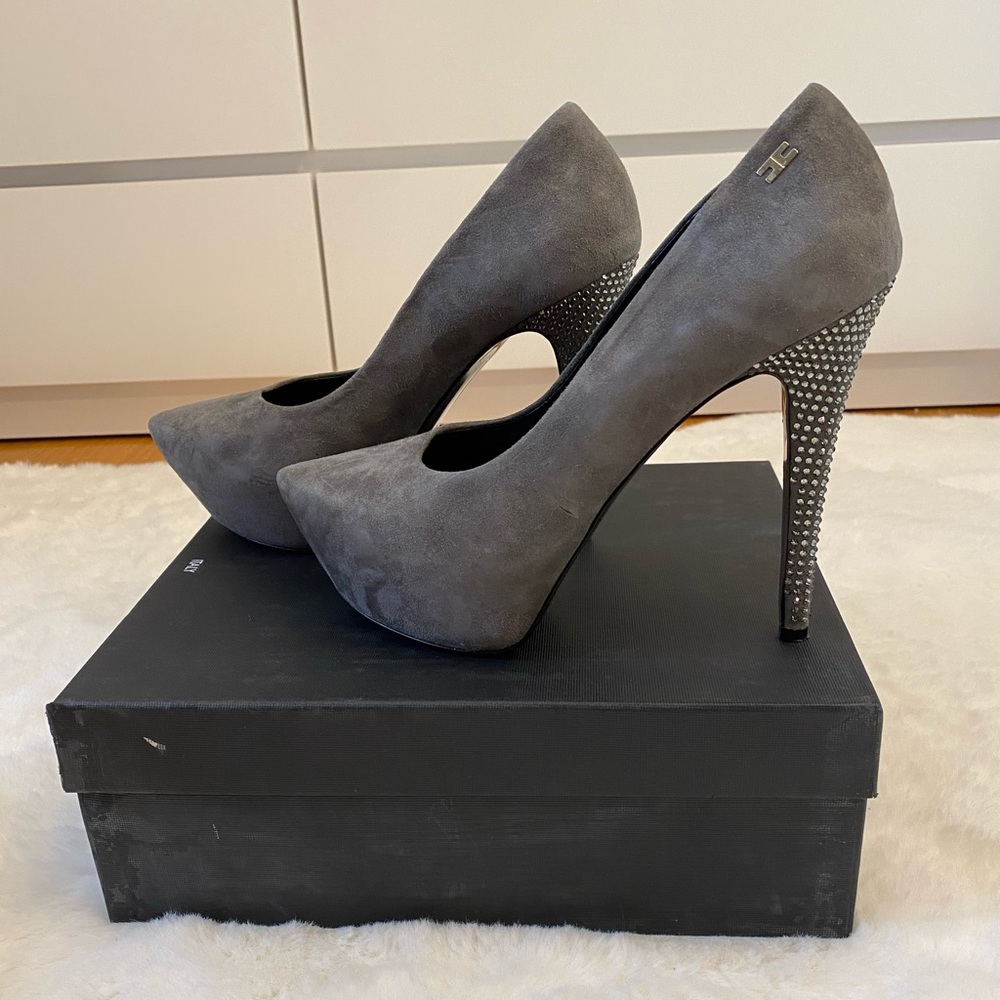 ELISABETTA FRANCHISE suede crystal embellished